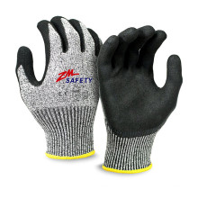 Ausgezeichnete Grip Sandy Nitrile Cut Resistant Handschuhe mit Nylon HPPE Glassfiber Seamless gestrickte Liner